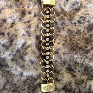 Juicy Couture Black & Gold Bracelet w/ Diamonds